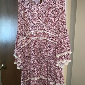 Floral Maroon and White woman’s Dress